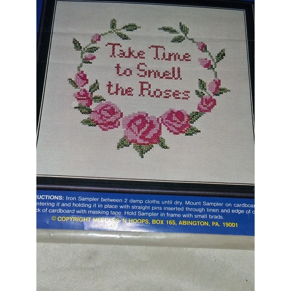 Vintage Needles N Hoops Take Time to Smell the Roses Cross Stitch Kit No 287
